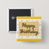 Happy Birthday Vierkante Button 5,1 Cm (Voorkant /achterkant)