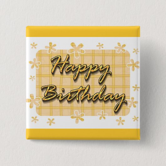 Happy Birthday Vierkante Button 5,1 Cm (Voorkant)