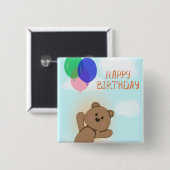 Happy Birthday Vierkante Button 5,1 Cm (Voorkant /achterkant)