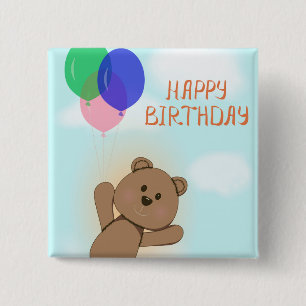 Happy Birthday Vierkante Button 5,1 Cm