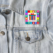 Happy Birthday Vierkante Button 5,1 Cm (In situ)