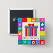 Happy Birthday Vierkante Button 5,1 Cm (Voorkant /achterkant)