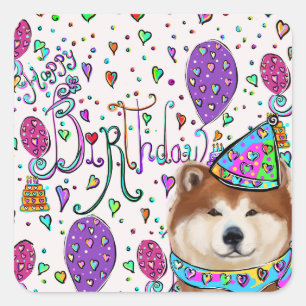 HAPPY BIRTHDAY VIERKANTE STICKER