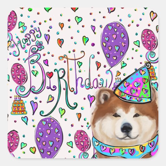 HAPPY BIRTHDAY VIERKANTE STICKER (Voorkant)