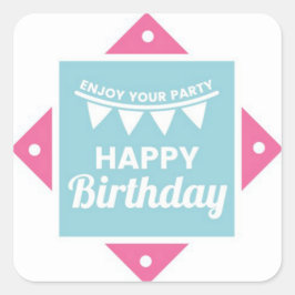 Happy Birthday Vierkante Sticker