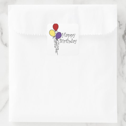 Happy Birthday Vierkante Sticker (Tas)