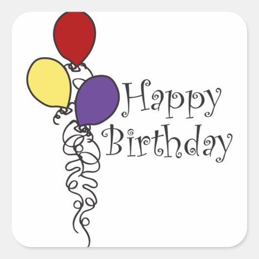 Happy Birthday Vierkante Sticker (Voorkant)