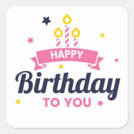 Happy Birthday Vierkante Sticker