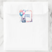 Happy Birthday Vierkante Sticker (Tas)