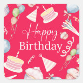 Happy Birthday Vierkante Sticker (Voorkant)