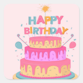 Happy Birthday Vierkante Sticker