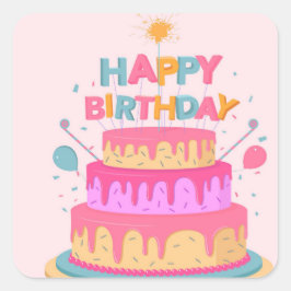 Happy Birthday Vierkante Sticker