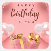 Happy Birthday Vierkante Sticker (Voorkant)