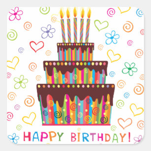 Happy Birthday Vierkante Sticker