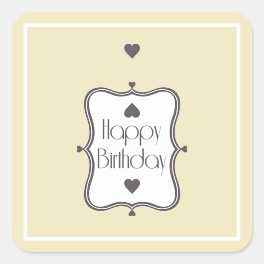 Happy Birthday Vierkante Sticker (Voorkant)
