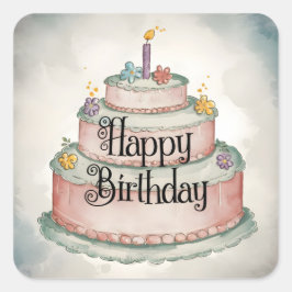 Happy Birthday Vierkante Sticker