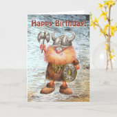 Happy Birthday Viking Verjaardag Kaart (Gele Bloem)
