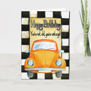 Happy Birthday Vintage-auto Kaart