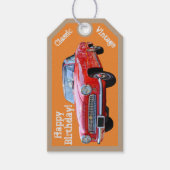 Happy Birthday 'Vintage Car' Label Cadeaulabel (Voorkant)