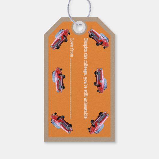 Happy Birthday 'Vintage Car' Label Cadeaulabel (Achterkant)