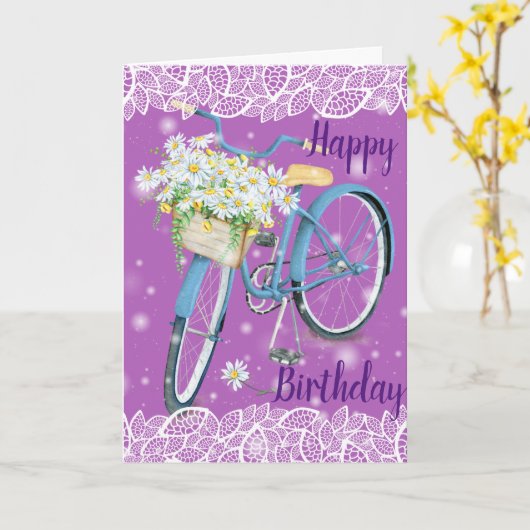 Happy Birthday Vintage Kaart (Gele Bloem)