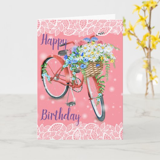 Happy Birthday Vintage Kaart (Gele Bloem)