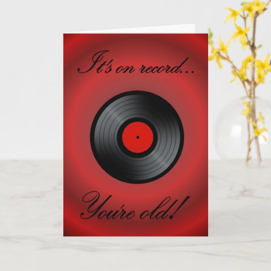 Happy Birthday vinyl album retro Kaart (Gele Bloem)