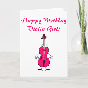 Happy Birthday Violin Girl Kaart