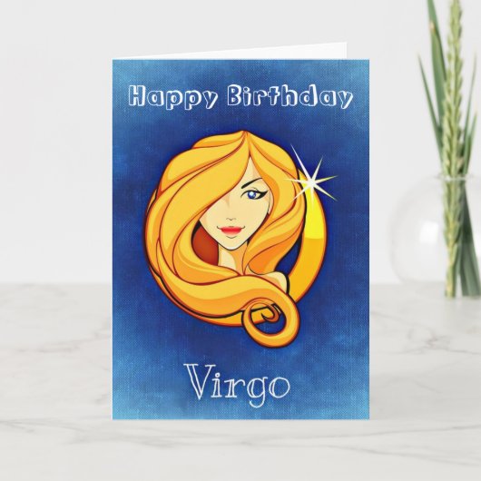 Happy Birthday Virgo Zodiac Horoscope Virgin Kaart (Voorkant)