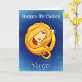 Happy Birthday Virgo Zodiac Horoscope Virgin Kaart (Gele Bloem)