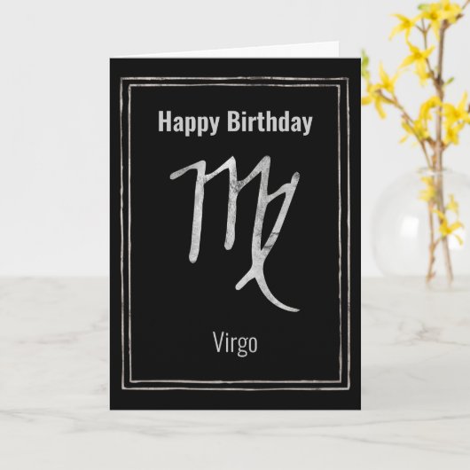 Happy Birthday Virgo zodialogy Silver Kaart (Gele Bloem)