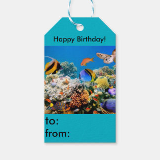 Happy Birthday vis aquarium cadeau label Cadeaulabel
