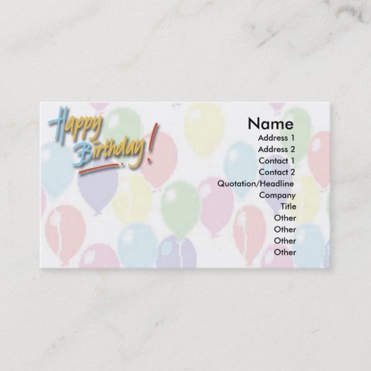 Happy Birthday Visitekaartje (Voorkant)