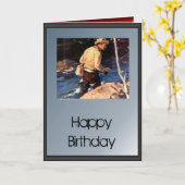 Happy Birthday - visser aan de rivier Kaart (Gele Bloem)