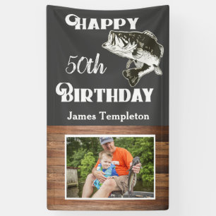 Happy Birthday Vist de naam van de foto van vaders Spandoek
