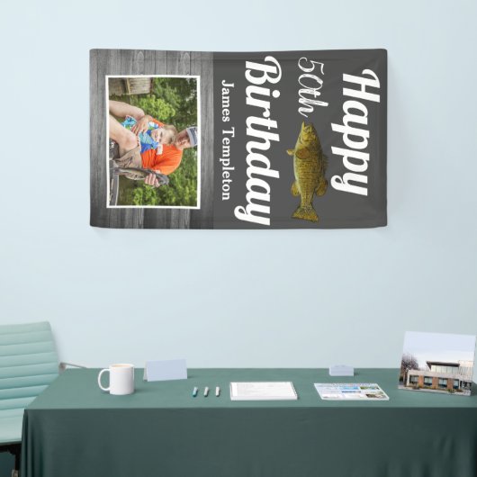 Happy Birthday Vist de naam van de foto van vaders Spandoek (Beurs)