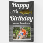 Happy Birthday Vist de naam van de foto van vaders Spandoek (Verticaal)