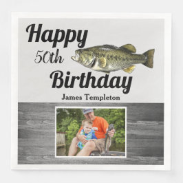 Happy Birthday Vist foto naam vader Mannen nap Servet
