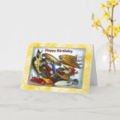 Happy Birthday Vist Kaart (Gele Bloem)