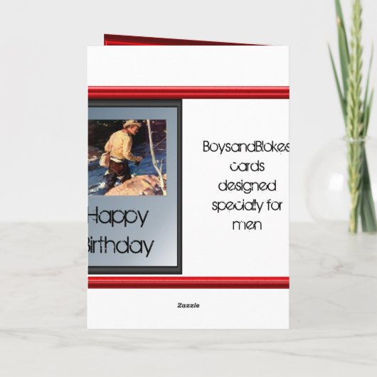 Happy Birthday - Vlieg vissen in de rivier Kaart (Achterkant)