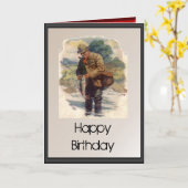 Happy Birthday - Vlieg vissen in de rivier Kaart (Gele Bloem)