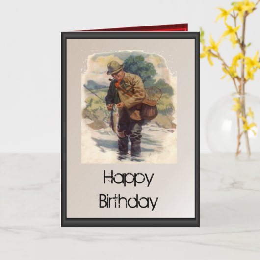 Happy Birthday - Vlieg vissen in de rivier Kaart (Gele Bloem)