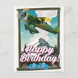 Happy Birthday vliegtuig! Briefkaart