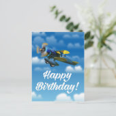 Happy Birthday vliegtuig in een blauwe hemel Briefkaart (Staand voorkant)