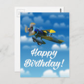 Happy Birthday vliegtuig in een blauwe hemel Briefkaart (Voorkant / Achterkant)