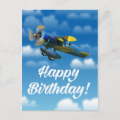 Happy Birthday vliegtuig in een blauwe hemel Briefkaart (Voorkant)