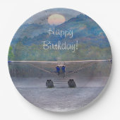 Happy Birthday-vliegtuig Papieren Bordje (Voorkant)