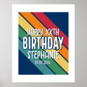 Happy Birthday - Voeg jaar en naam toe met strepen Poster (Voorkant)