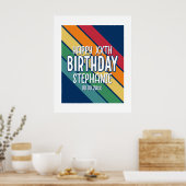 Happy Birthday - Voeg jaar en naam toe met strepen Poster (Keuken)