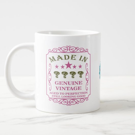 Happy Birthday Voeg jaarnaam Roze toe Grote Koffiekop (Links)